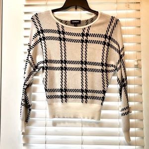 Express Plaid Banded Bottom Dolman Sleeve Sweater